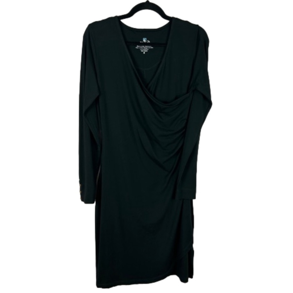 Kuhl Vienna Super Soft Knee Length Long Sleeve Dress Medium Black